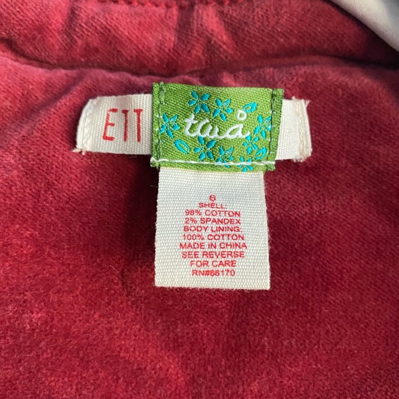 Anthropologie Cropped Red Velvet Blazer - Picture 3 of 5